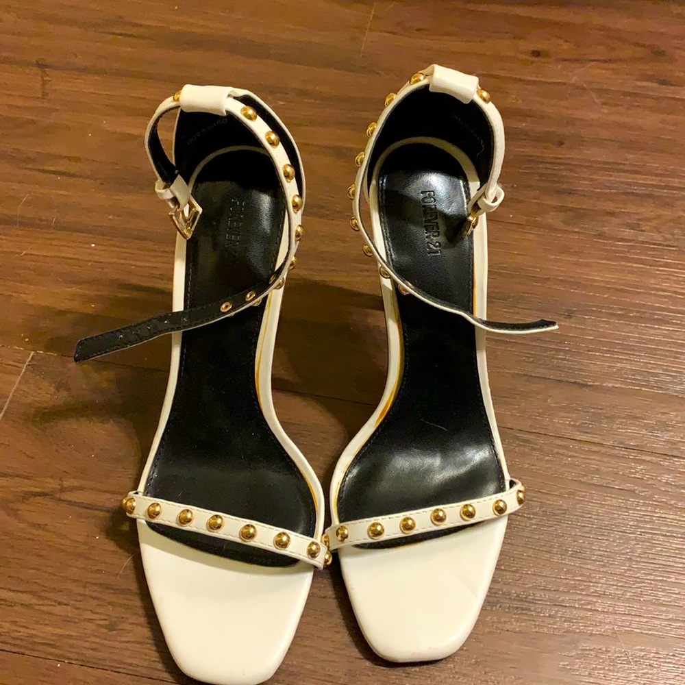 White strappy heels Forever 21